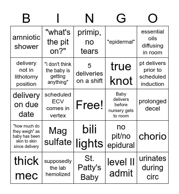 March OB Bingo Card
