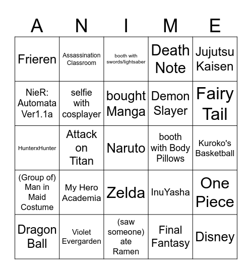 Convention Bingo Card