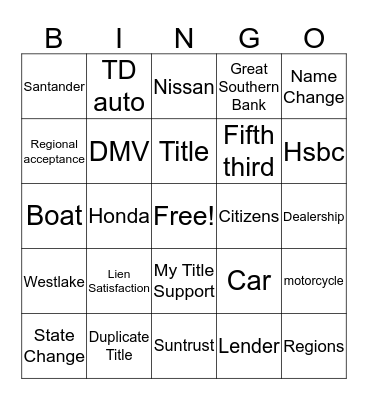 My Title Support bingo Card