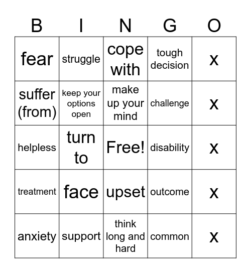 Challenge Bingo Card