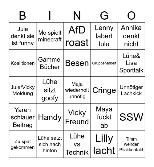 Sowi Bingo Card
