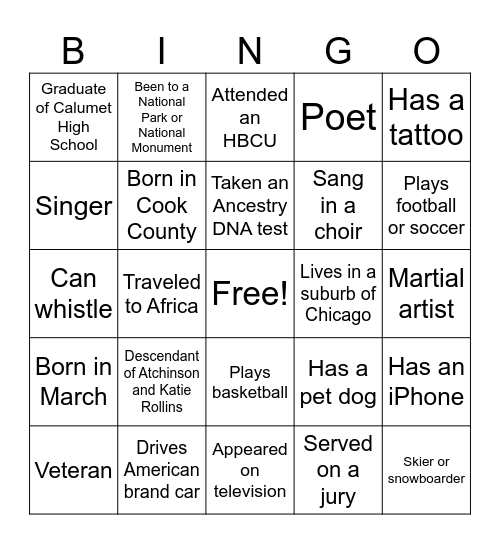 Find Someone Who Bingo Card