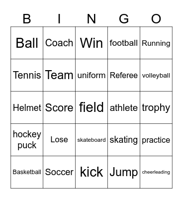 Sports Bingo Card
