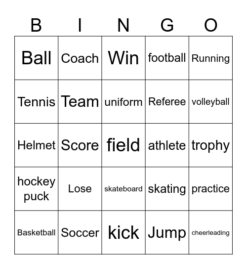 Sports Bingo Card