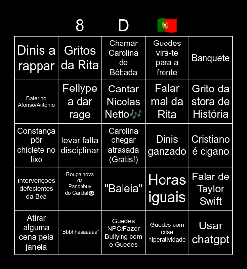 Bingo da Turma Bingo Card