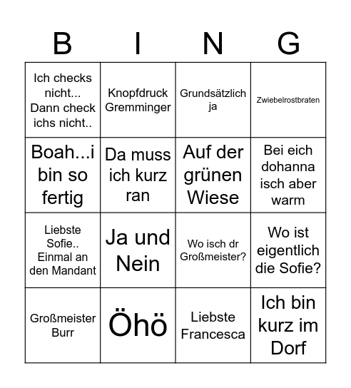 Michael - Bingo Card