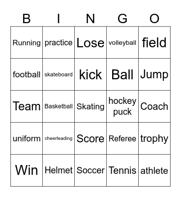 Sports Bingo Card