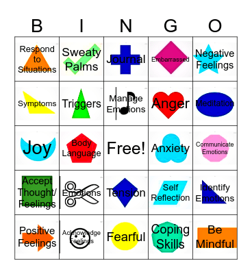 Processing Emotions Bingo Card