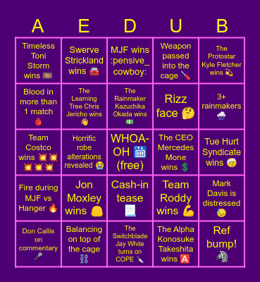 Revolution 3/9/25 Bingo Card