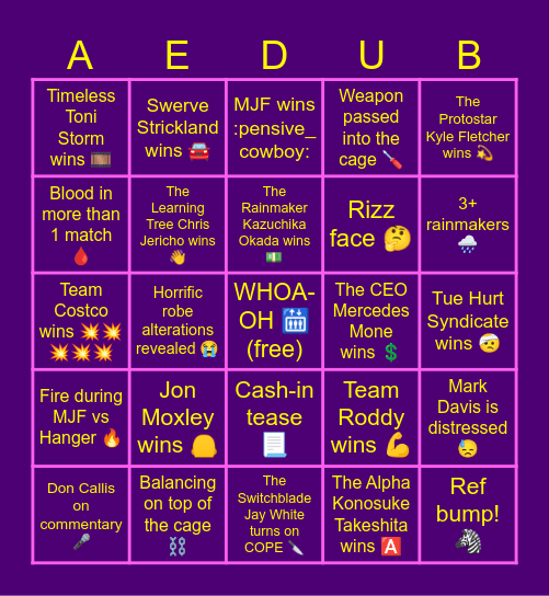 Revolution 3/9/25 Bingo Card