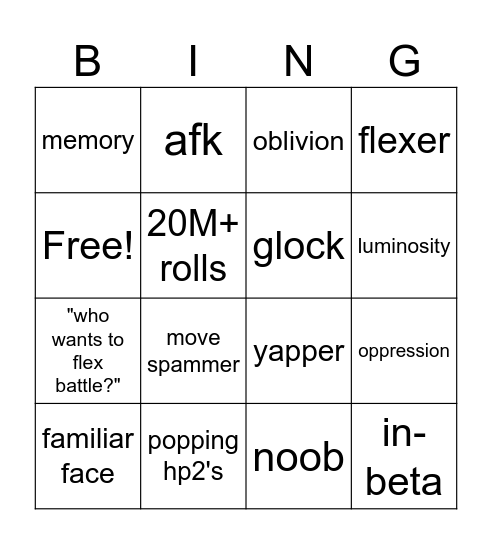 sol's rng board Bingo Card