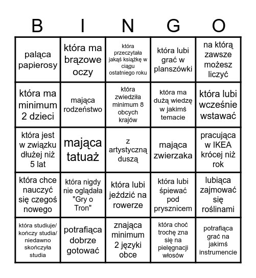 Osoba: Bingo Card