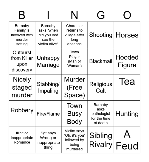 Murder Bingo Card