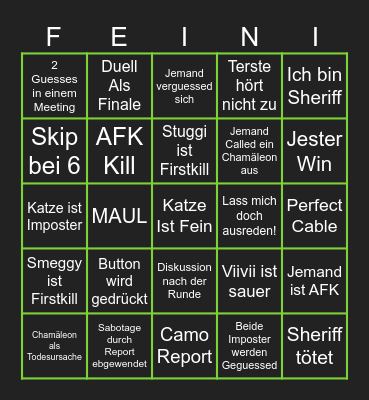 Among Us Bruchbingo Card