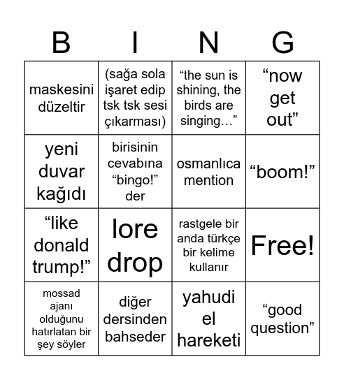 richard Bingo Card