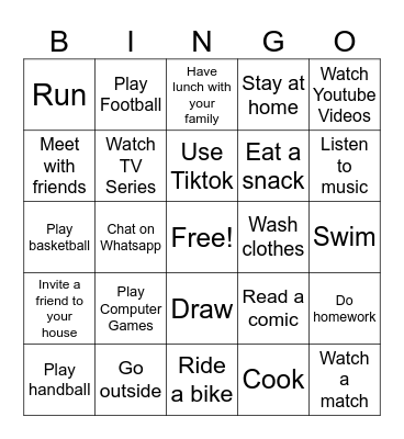 Weekend plans to ask! Bingo Card