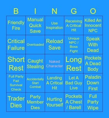 Baldur's Gate 3 - Elo Bingo 09.03.25 Bingo Card