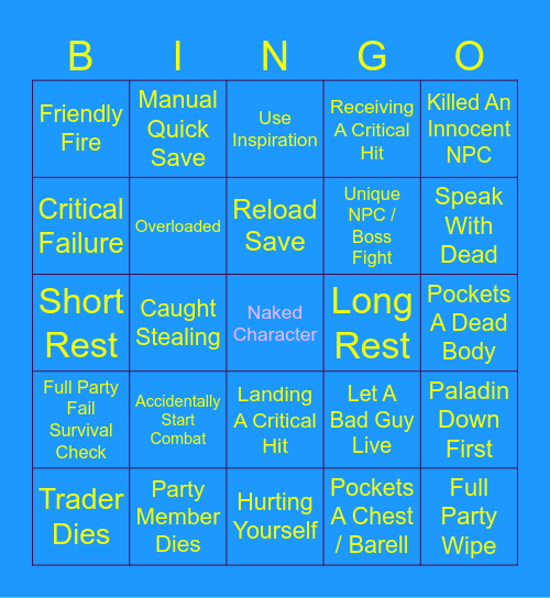 Baldur's Gate 3 - Elo Bingo 09.03.25 Bingo Card