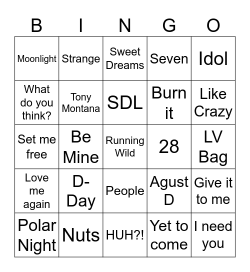 @thankyoumyson7 Bingo Card