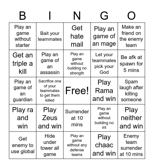 Angel bingo card Bingo Card