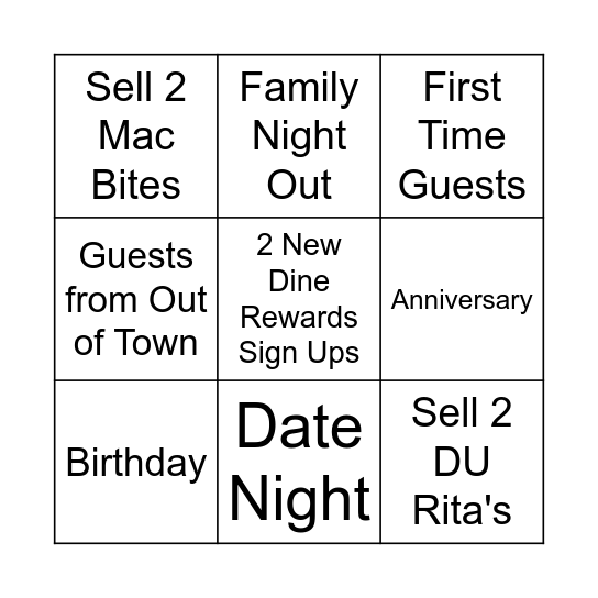 What Brings Your Guests In? Bingo Card