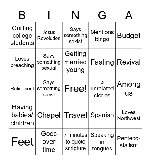 CastleBinga Bingo Card