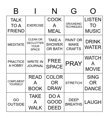 MENTAL HEALTH MATTERS Bingo Card