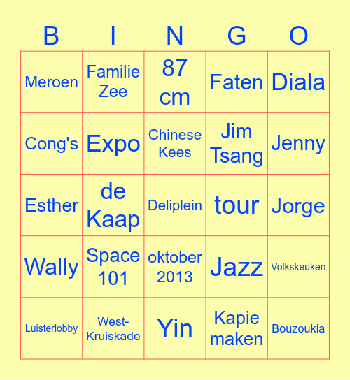 Belvédère Bingo Card