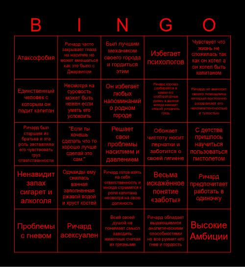 Richard Purman Bingo Card