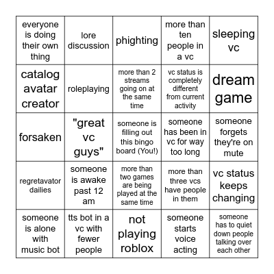 Average PBJ VC: shine edition Bingo Card