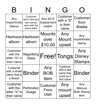 October Upsell Bingo Card