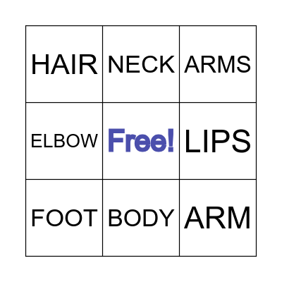 BODY PARTS Bingo Card