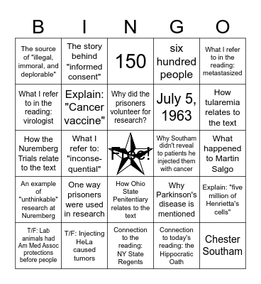 "Illegal, Immoral, and Deplorable" Bingo Card