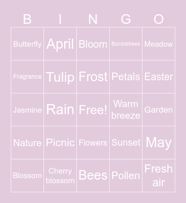 🌷 Exie's Spring Bingo Card