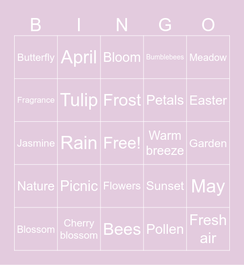 🌷 Exie's Spring Bingo Card