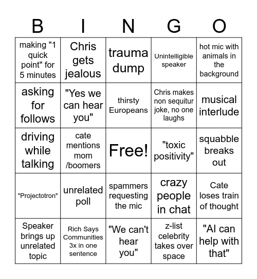 Collaboration Station Bingo Card