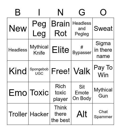 MM2 BINGO Card