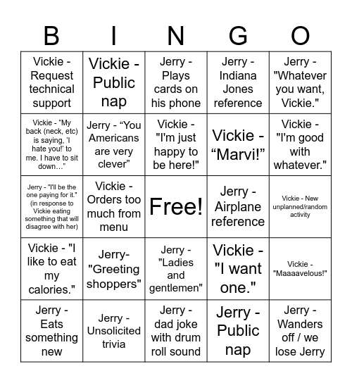 Weyand Parent Bingo Card