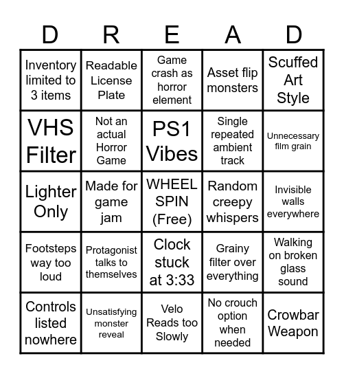 It Spawned from Itch.io Bingo Card