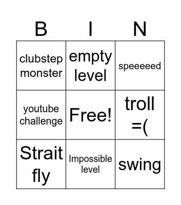 Bingo For Geometry Dash Bingo Card