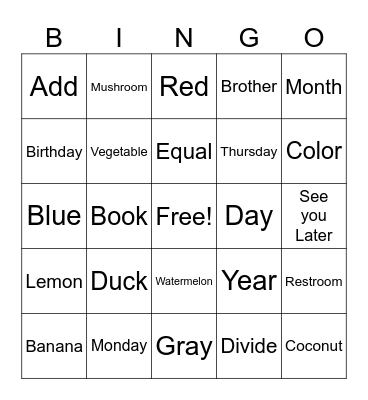 ASL BINGO Card