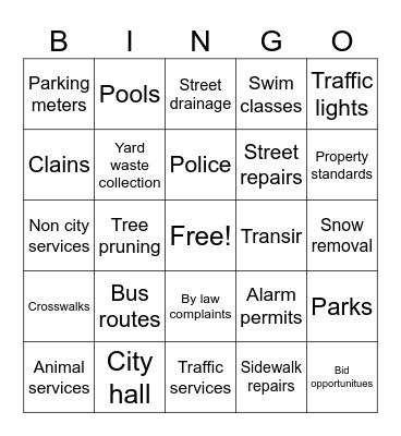 311 bingo Card