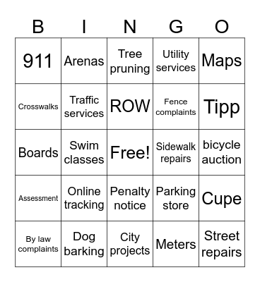 311 bingo Card