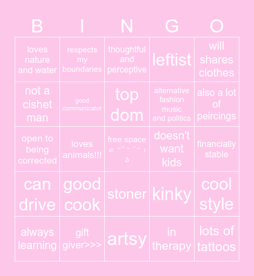 are you Bunni's type? Bingo Card