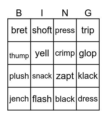 Phonics Bingo Card