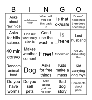 Work Bingo Card