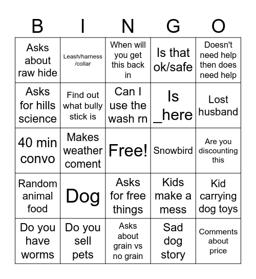 Work Bingo Card