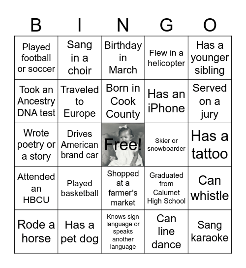 Rita's 76th Birthday Bingo Card