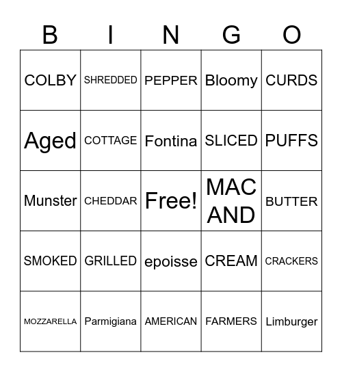 TBA Community Builder Cheese Bingo Card