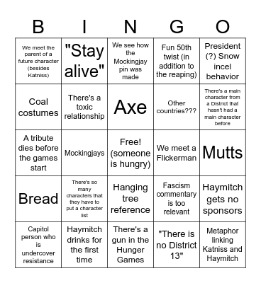 Sunrise on the Reaping Bingo Card